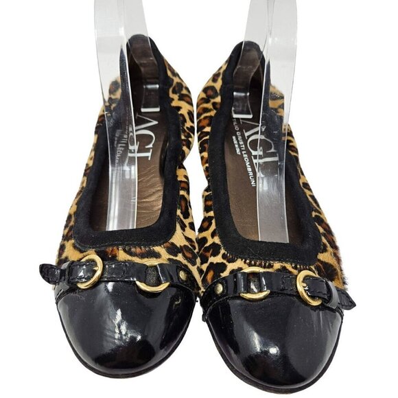 AGL Monika Cap Toe Ballet Flats Shoes Leopard Print Women’s Size 10 Calf Hair - Picture 3 of 13